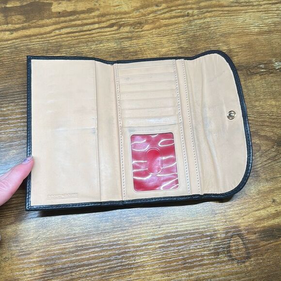 Dooney Bourke Dillen Black Leather Checkbook Clutch Large Wallet Vintage Retro - Picture 5 of 11